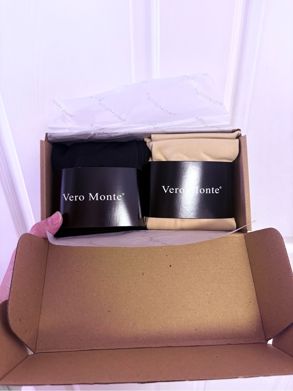 Vero Monte Dual Pack women’s footed tight L/XL - Black & nude nib